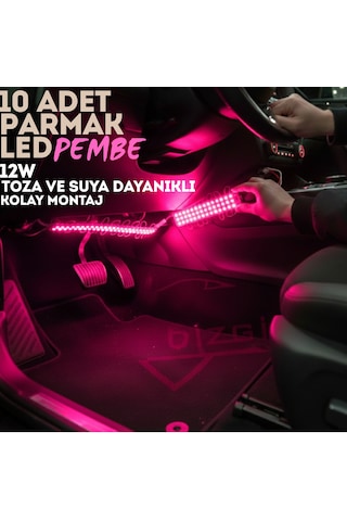 10'lu Parmak Led Büyük Mercekli 12w Pembe