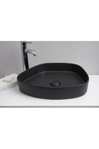 Smanni - Aquarius Trap Tezgah Üstü Lavabo Mat Siyah - Lv1152-202- Siyah