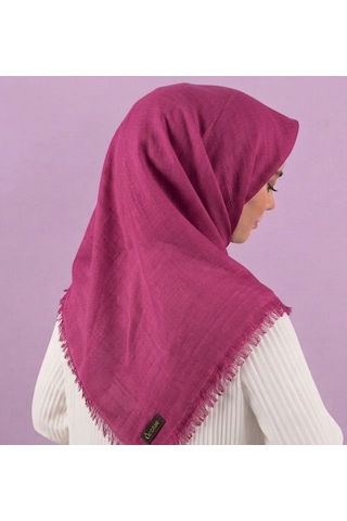 Özense Çift Flamlı Pamuklu Terletmeyen 4 Mevsim Kullanılabilir 100x100 Cm Koyu Pembe Renkli Yazma Eşarp
