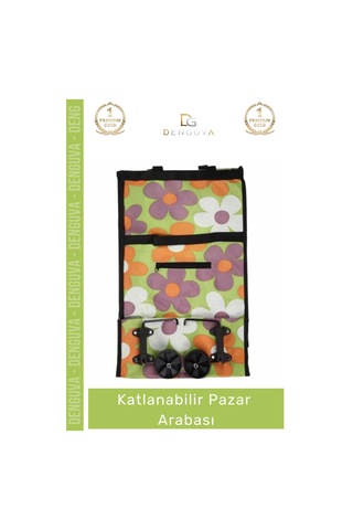 Pazararabası Pratik Fonksiyonel Tekerlekli Alışveriş Taşıma Çantası Kamp Katlanabilir Pazar Arabası