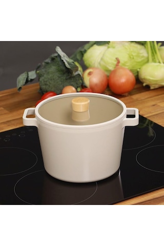 Neoflam Fika Cam Kapaklı Alüminyum Derin Döküm Tencere 22 CM x 15 CM
