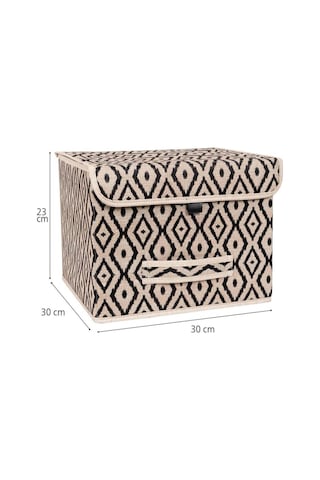 Bohe Kapaklı Kutu Mini, Çok Amaçlı Saklama Kutusu, 30 X 30 X 23 Cm, 21 Litre Desenli