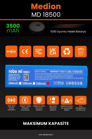 Medion MD18500 3500mAh Robot Süpürge Bataryası