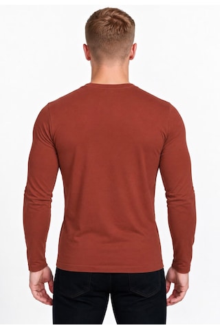 Axxel Erkek Kiremit Turuncu Pamuklu Likralı Süprem Uzun Kollu T-shirt-d236