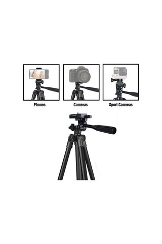 Createtech 3120 Alüminyum Tripod, 360 Dönüşüm, Kamera-telefon Tutucu, Uzaktan Kumanda Standı
