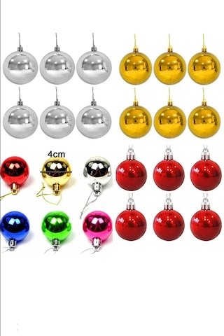 24lü 4cm Yılbaşı Ağacı Süsleme Topları Cici Top Süs Seti