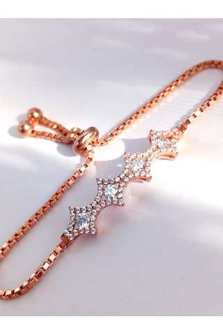 Gümüş Kutup Yıldızı Tasarım Gold Kadın Ayarlı Bileklik