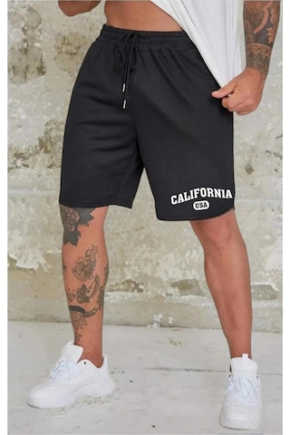 Benroma Calıfornıa Usa Baskılı Unisex Şort Siyah