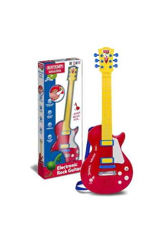 Bontempi Elektronik Kırmızı Gitar 56cm. Tuşu Telli Ve Askılı