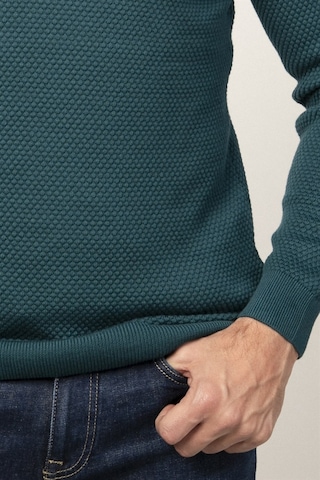 Tudors Slim Fit Dar Kesim Bisiklet Yaka Petek Desenli Erkek Kazak-25839 Yeşil
