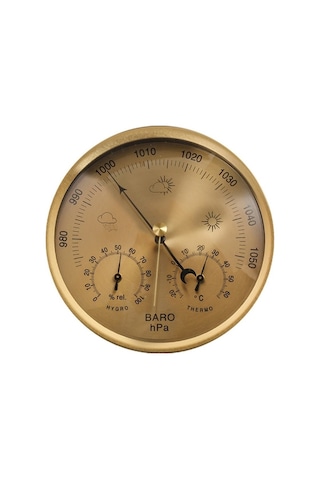 Moly Altın 128mm Mekanik Hava İstasyonu - Baro, Termo, Higro İle Basınç, Sıcaklık Ve Nem Ölçümü