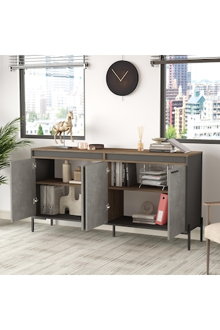 Yurudesign Vista ABCDE Ofis Büro Masa Takımı Kahve-Beton-Antrasit