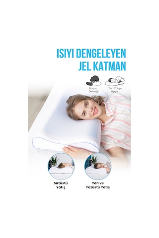 Viscofoam Anatolia Yüksek Terletmeyen Boyun Destekli Ortopedik Yastık Jelli Visco Yastık - 60x40x14-12cm