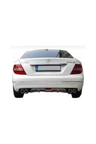 Mercedes C180 Siyah Uyumlu Difüzör 4 Krom Egzoz Görünümlü Difizör Arka Ek Body Kit