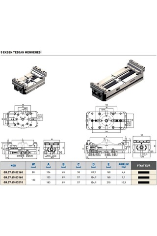 Fett 123x133mm Gerardi 5 Eksen Tezgah Mengenesi