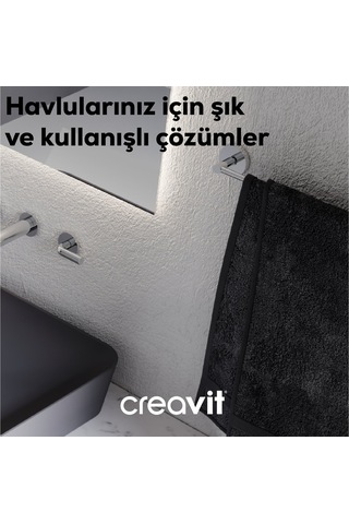 Creavit DR27006S Drop Uzun Havluluk- Siyah Krom