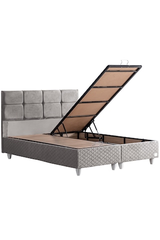 Gümüş İkili Set, Gümüş Çift Kişilik Baza Başlık Seti Gri 160 x 200
