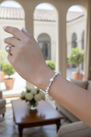 925 Ayar Gümüş Doğal İnci Set Gümüş