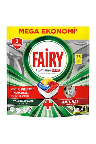 Fairy Platinum Plus Limon Kokulu Bulaşık Makinesi Deterjanı 75 Tablet