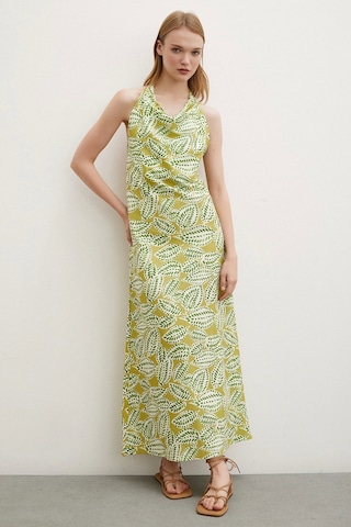 Degaje Yaka Maxi Elbise Yeşil Yeşil