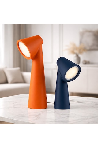 Fibrika Store Aura Minimalist Modern Masa Lambası Seti - Mat Tasarım Turuncu Lacivert