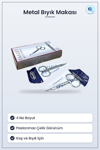 Metal Bıyık Makası 4 No Paslanmaz Çelik Kaş Ve Burun Kılı Hassas