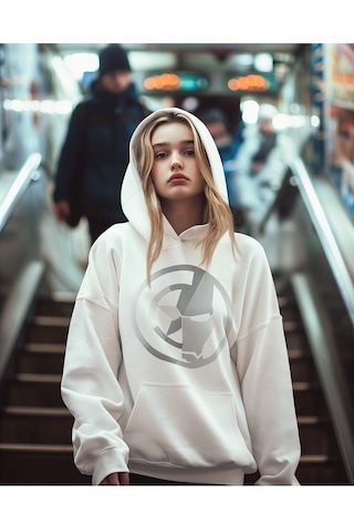 Sevbano Kaptan Amerika X Iron Man Baskılı Unisex Oversize Avengers Hoodie Beyaz