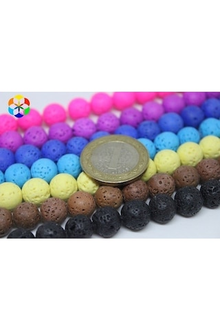Yasam Tohumu Lav Taşı Açık Mavi Renkli Yarım Dizi 10 MM 18 CM Mavi