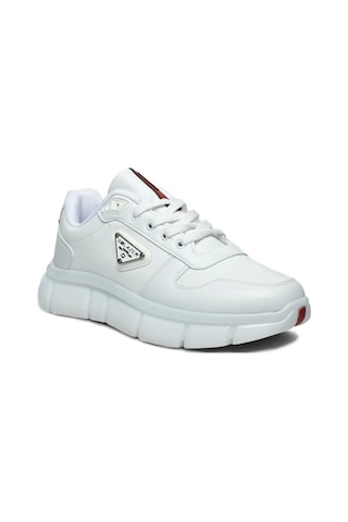 Solazer 062-26 Cilt Deri Rugan Karışımlı Anatomik Taban Erkek Sneaker Beyaz