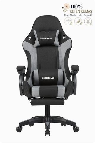 Fashcolle Dynamic Air Kumaş Gri-Siyah Masajlı Oyuncu Koltuğu