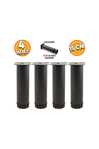 Badem10 4 Adet Mobilya Kanepe Baza Koltuk Metal Destek Ayağı Ayarlanabilir 15 Cm Siyah Metal Yükselt Sku: Smg8690010192400 Açık Indigo