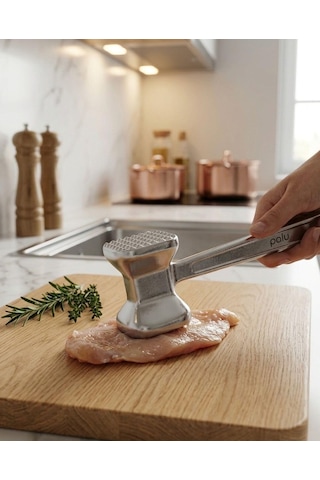 Çift Taraflı Et Döveceği, Et Tokmağı 26 Cm Gümüş
