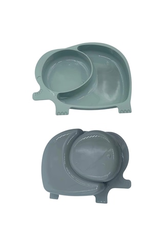 Bebek Ve Çocuk İçin Sevimli Fil Model Desenli Yemek Bebek Mama Kabı Bölmeli Tabak Çok Renkli