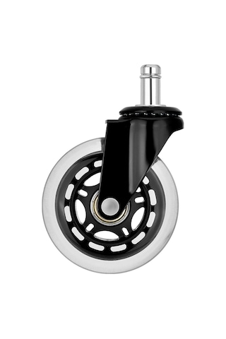 S-wheels Motion Silikon Oyuncu Koltuğu Tekeri 64mm Ofis Koltuk Tekeri Ultra Sessiz Sandalye Tekeri Siyah - Beyaz