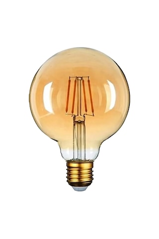 Rustik Led Ampül E27 Duy G95 4w Bal Cam Sarı Işık Tasarruflu Deko