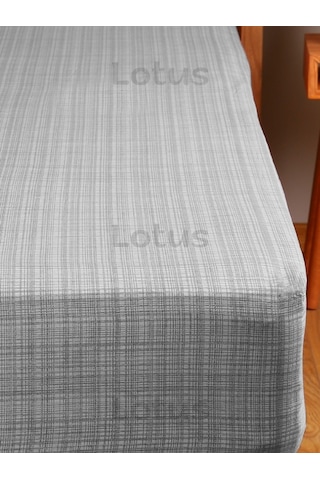 Fırça Desen Ranforce Lastikli Fitted Çarşaf Takımı Tek Kişilik Yastıklı Gri 120x200