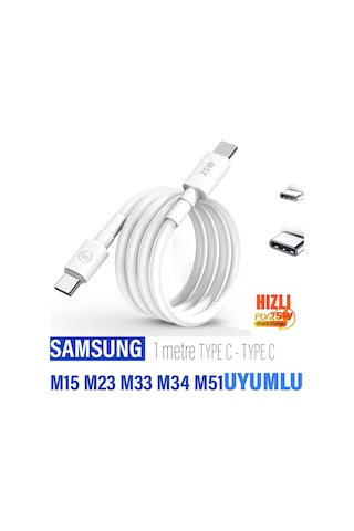 Samsung Uyumlu M15 M23 M33 M34 M51 Hızlı Şarj Kablosu 1m 25w Hızlı Type-c To Type-c