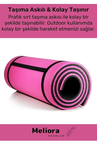 Taşıma Askılı Konfor Modeli Çift Taraflı Kaymaz Yoga Meditasyon Minderi Pembe Siyah Mat Çok Renkli