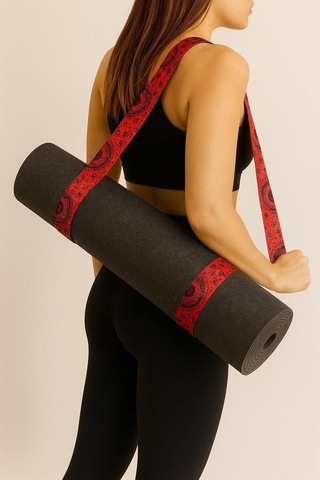 Mat Taşıma Askısı - Yoga Motifli Dijital Baskılı 205 Cm Pamuklu Mat Taşıma Askısı Çok Renkli