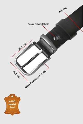 Rizzup Siyah %100 Hakiki Deri İnce Erkek Kemer Metal Köprülü, Kolay Kısaltılabilir Premium Tasarım 2602676
