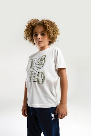 U.S. Polo Assn. Erkek Çocuk Beyaz Kısa Kol Pijama Takım Beyaz