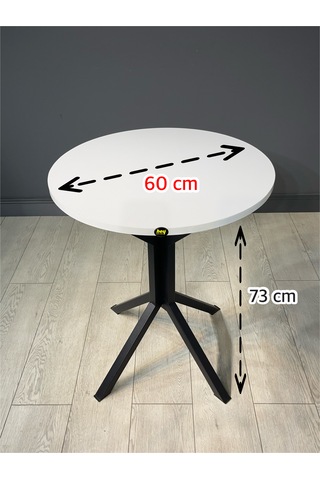 İkra Yuvarlak Beyaz Balkon Masası Mutfak Yemek Masası 60 Cm