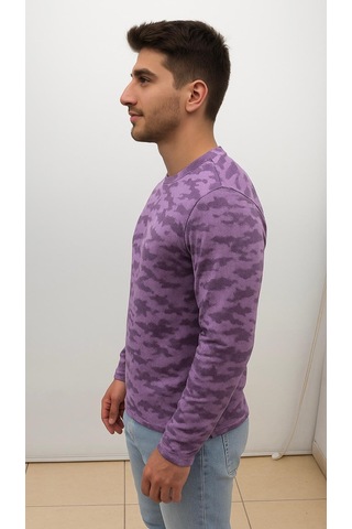 Axxel Erkek Lila Sweatshirt-w1083 Mor 2 İplik Şardonsuz