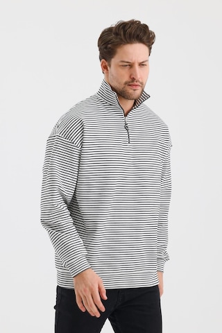 Alexander Gardi Alexandergardı Çizgili Dik Yaka Fermuarlı Comfort Kalıp Sweatshırt Unı-00247 001