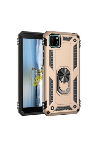 Huawei Y5P Kılıf Zore Vega Yüzüklü Standlı Zırh Kılıf