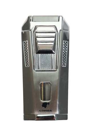 Cohiba Çift Torch Pürmüz Delicili Gümüş Metal Puro Çakmağı - Tr9473
