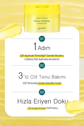 Yeşil Mandalina Özlü, Makyaj Temizleme Balmı Goodal Green Tangerine Vita C Toning Cleansing Balm