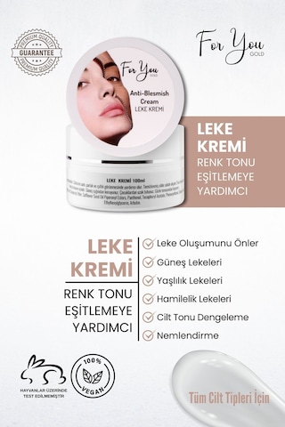 Cilt Tonu Dengeleme, Hamilelik, Yaşlılık Ve Güneş Lekelerini Gidermeye Yardımcı Leke Kremi 100 Ml