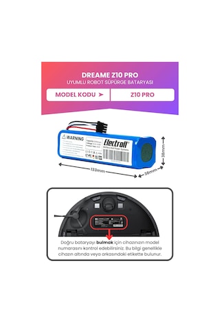 Dreame Z10 Pro Uyumlu Batarya Maksimum Kapasite 7000mah Akıllı Robot Süpürge Bataryası Değişimi