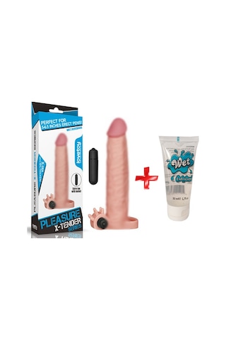 Truva Shop X-Tender Titreşimli Realistik Uzatmalı Penis Kılıfı + Jel
